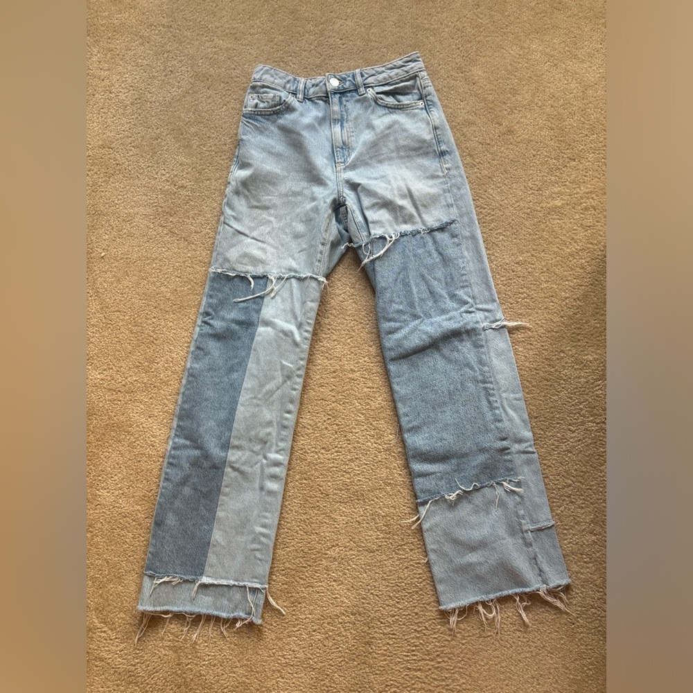 Garage Wide Leg Patchwork Jeans